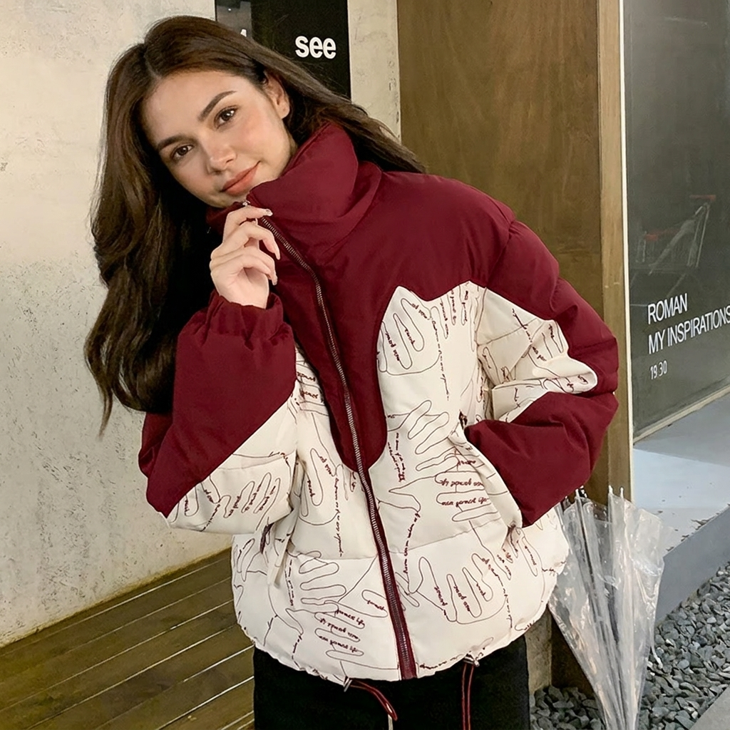 Marlowe | Women's Two-Tone Puffer Jacket with Stand Collar