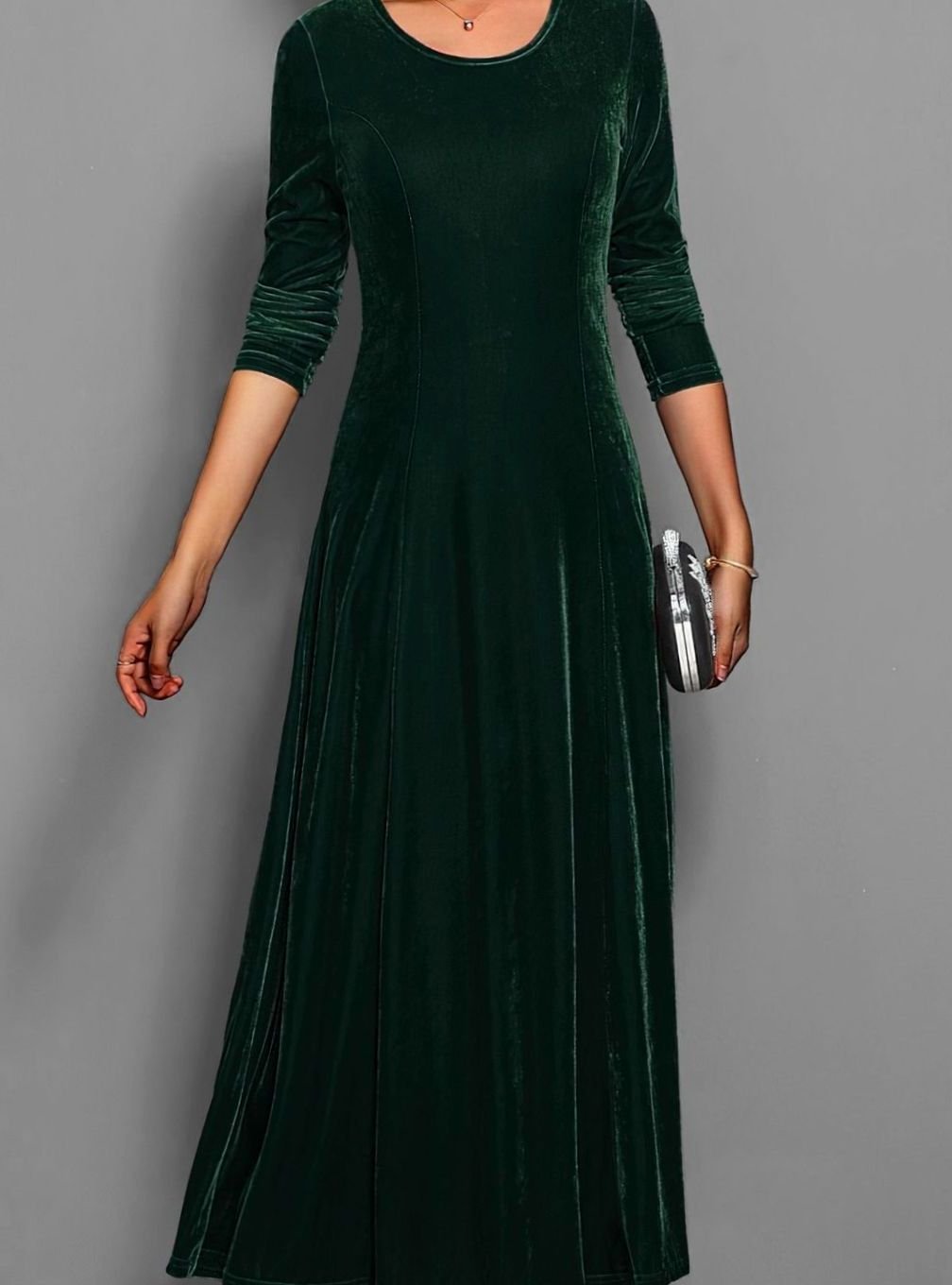 Seraphine | Women's Velvet Long Sleeve A-Line Maxi Dress