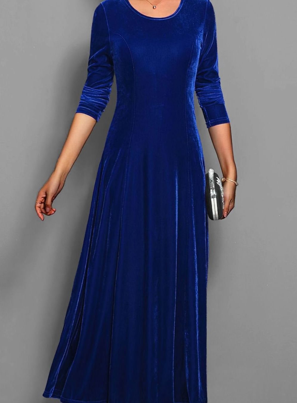 Seraphine | Women's Velvet Long Sleeve A-Line Maxi Dress