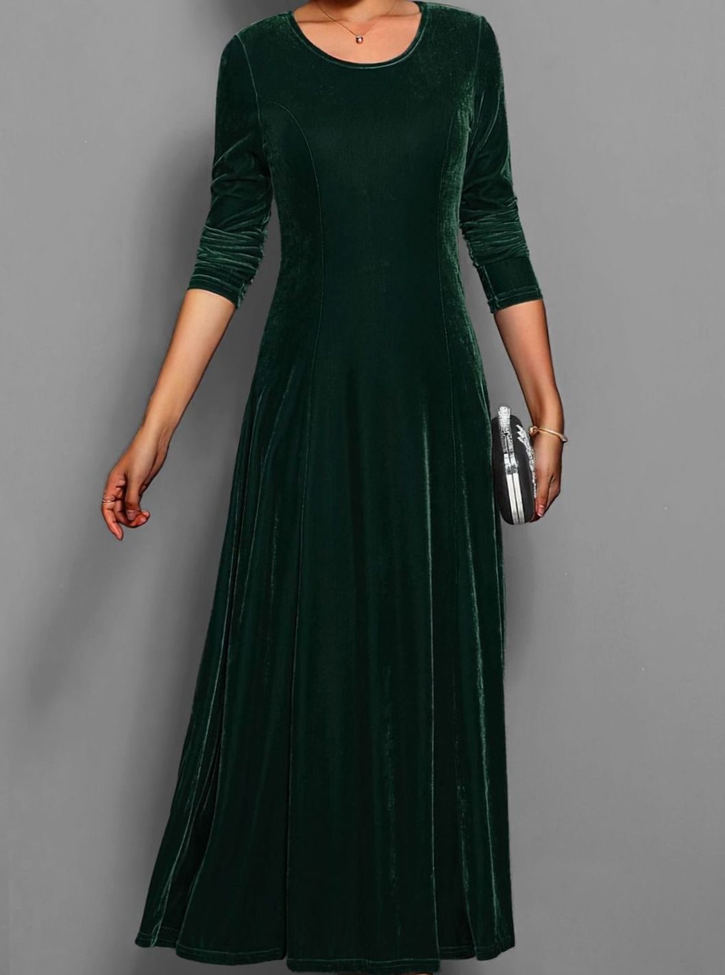 Seraphine | Women's Velvet Long Sleeve A-Line Maxi Dress