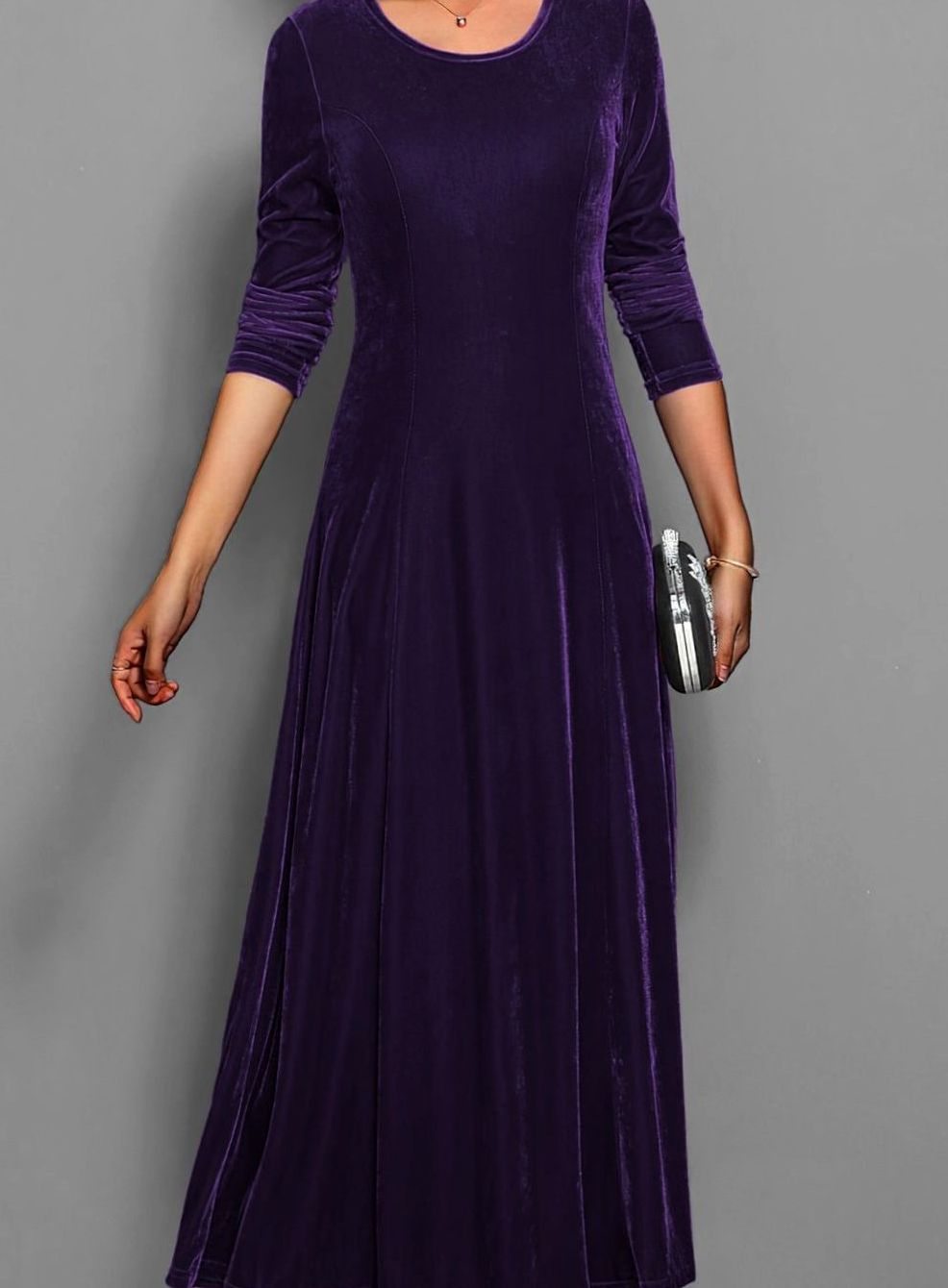 Seraphine | Women's Velvet Long Sleeve A-Line Maxi Dress