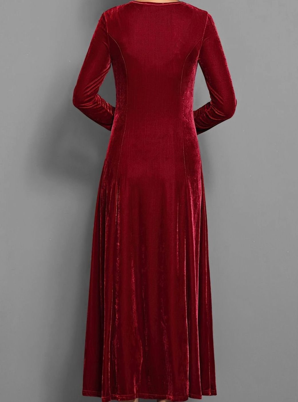 Seraphine | Women's Velvet Long Sleeve A-Line Maxi Dress