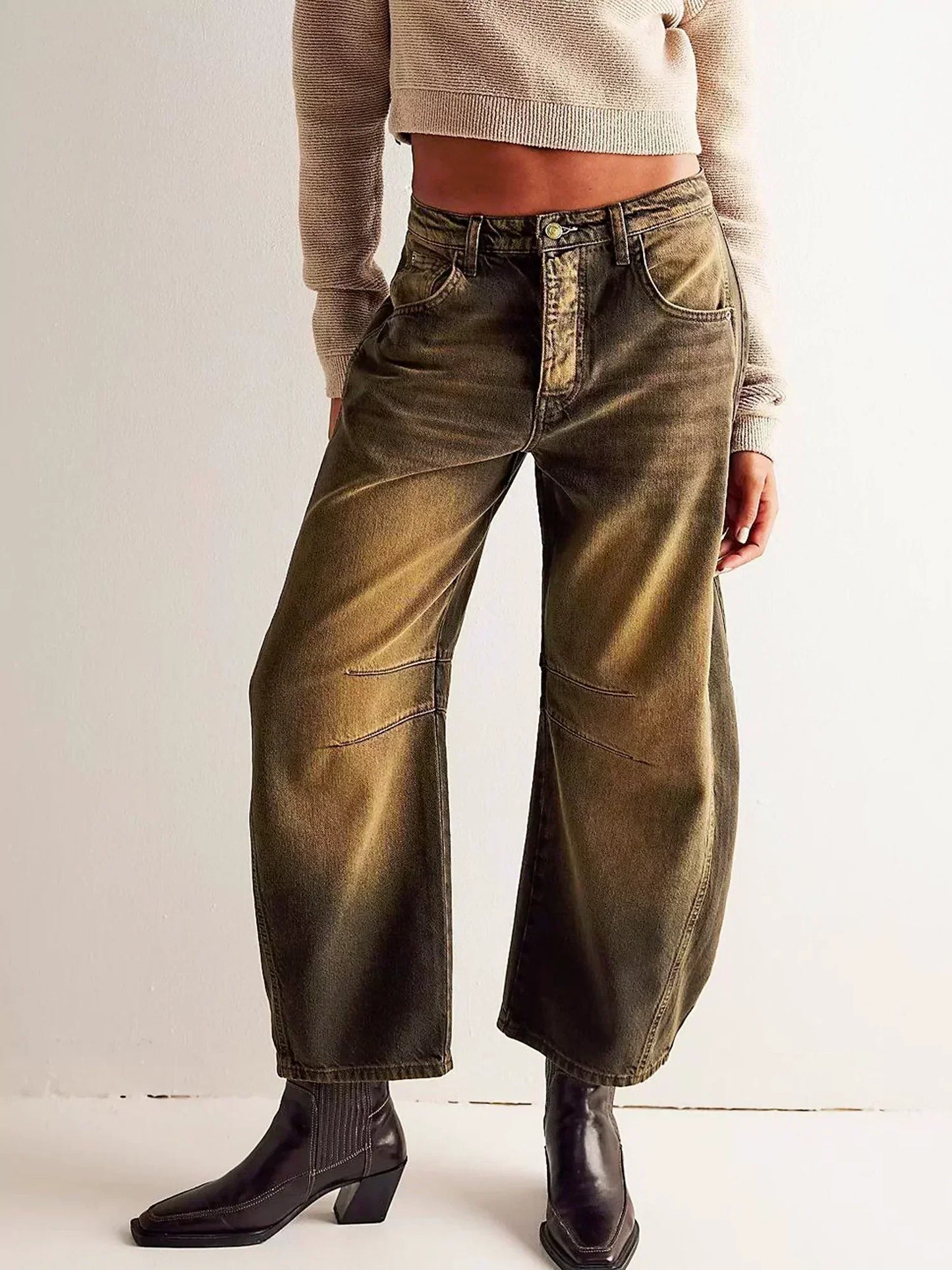 Monroe | Leopard Print Wide Leg Jeans for Women
