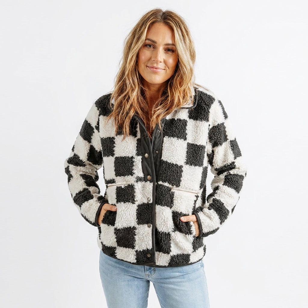 Matilda | Women's Checkerboard Textured Winter Jacket