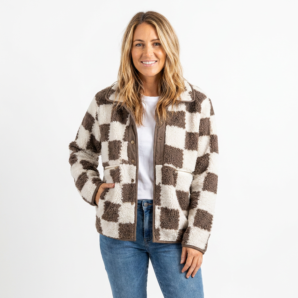 Matilda | Women's Checkerboard Textured Winter Jacket