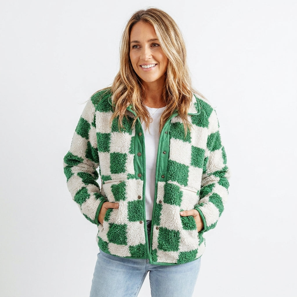 Matilda | Women's Checkerboard Textured Winter Jacket