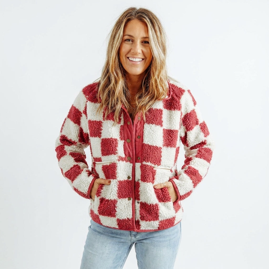 Matilda | Women's Checkerboard Textured Winter Jacket