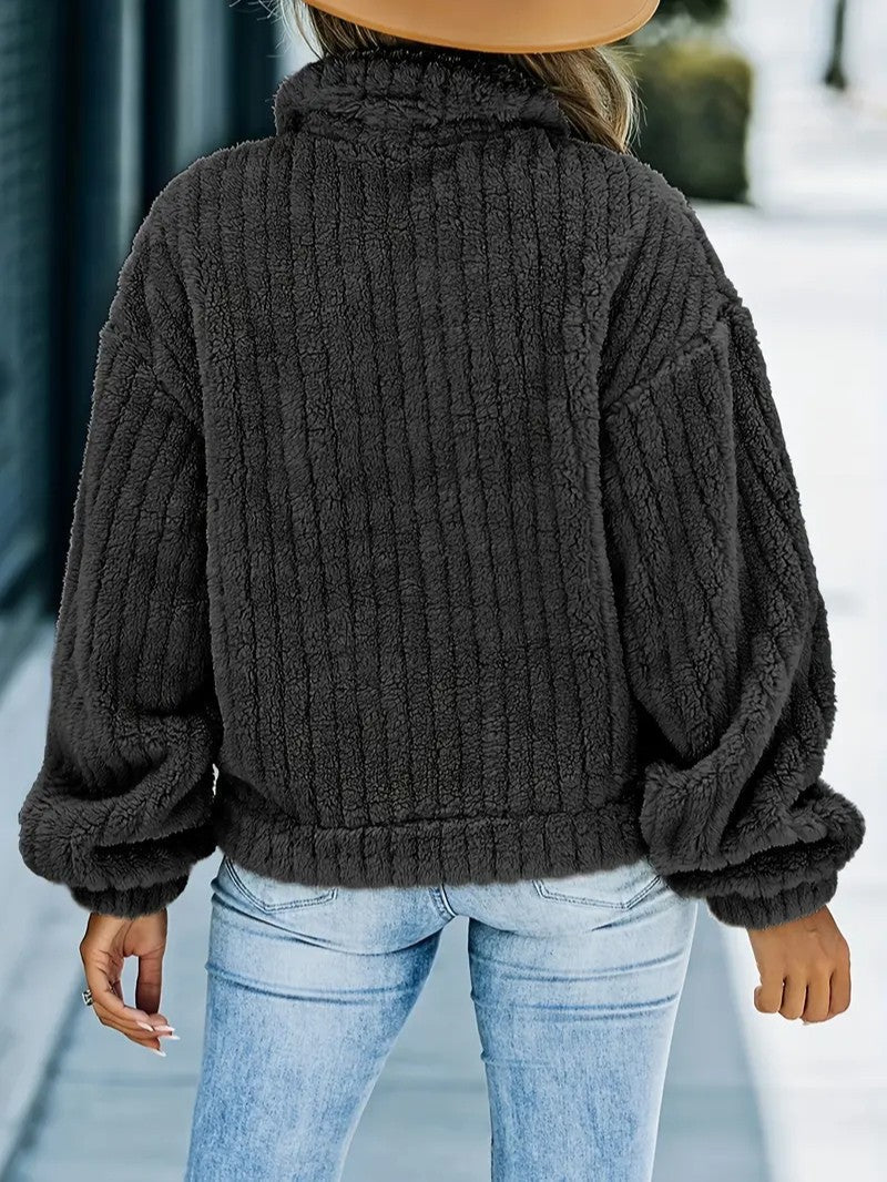 Women's Textured Button-Up Winter Jacket