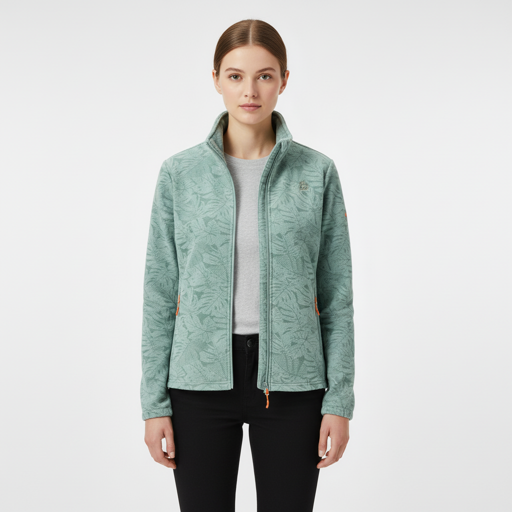 Women's Botanical Print Zip-Up Winter Jacket
