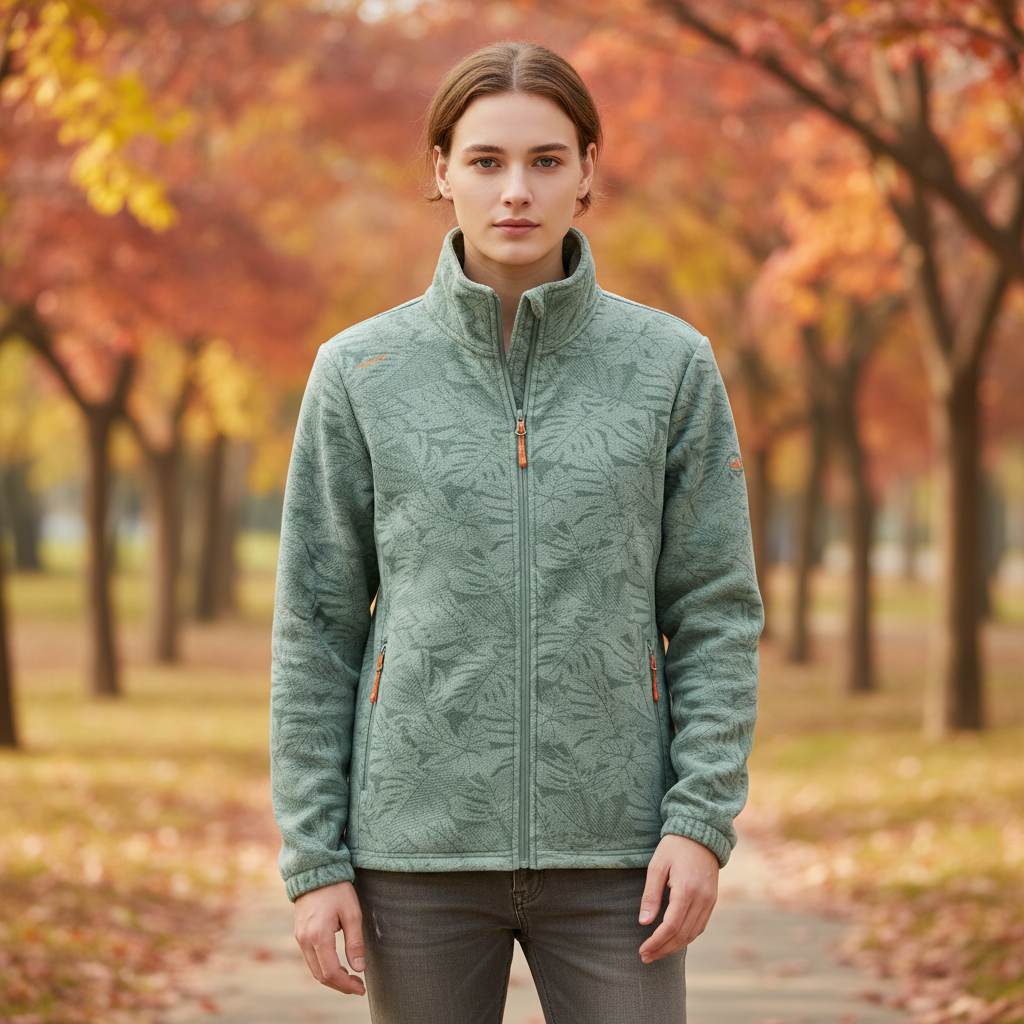 Women's Botanical Print Zip-Up Winter Jacket