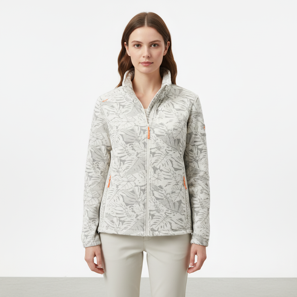 Women's Botanical Print Zip-Up Winter Jacket