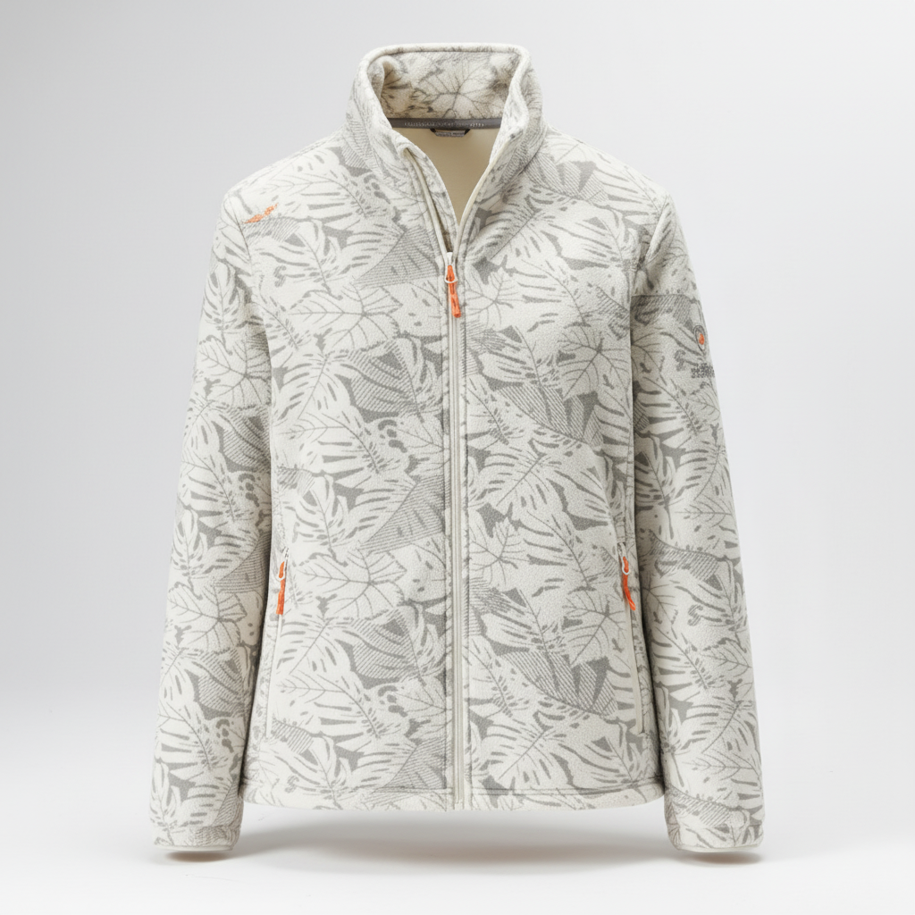 Women's Botanical Print Zip-Up Winter Jacket