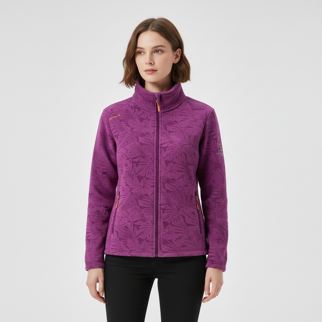 Women's Botanical Print Zip-Up Winter Jacket