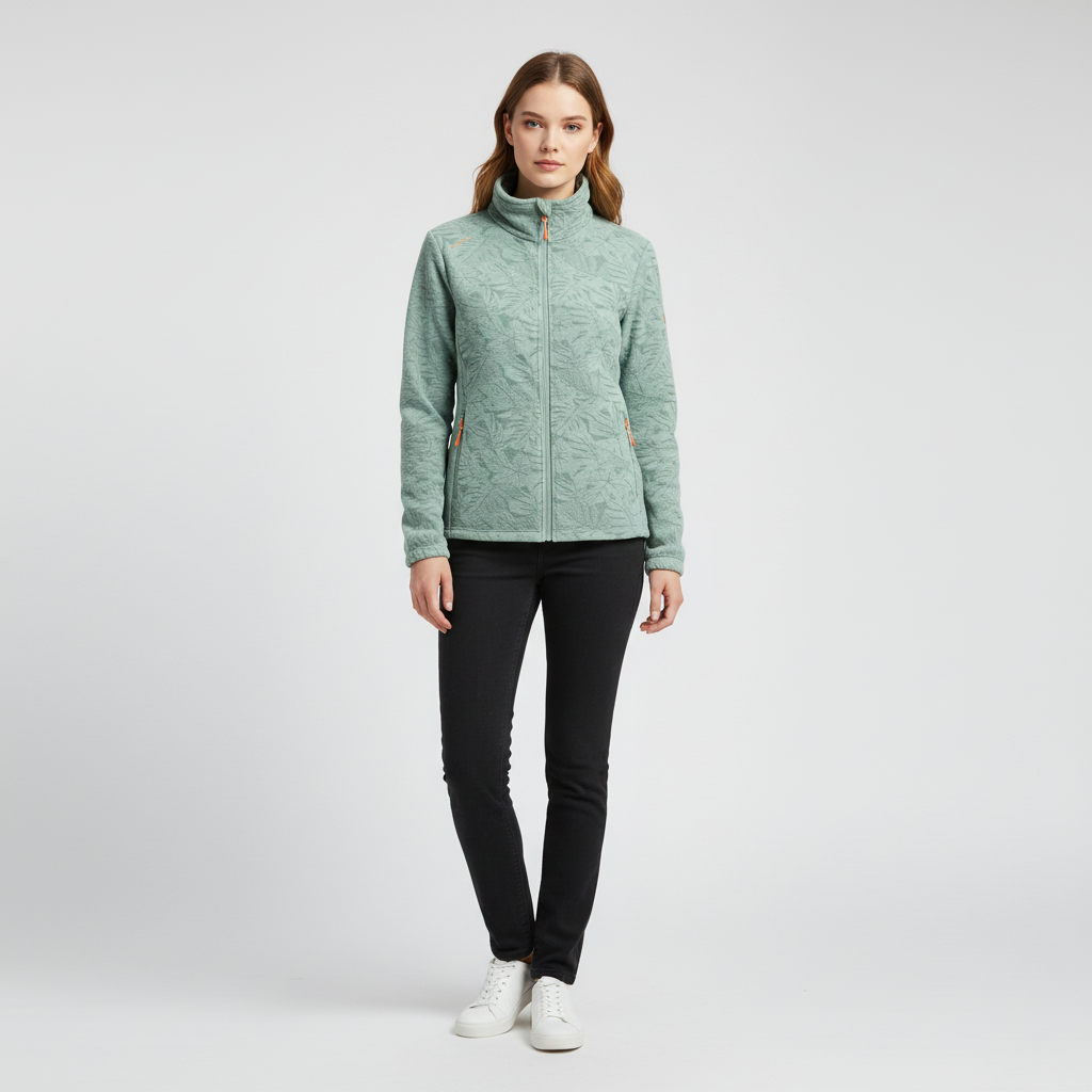 Women's Botanical Print Zip-Up Winter Jacket