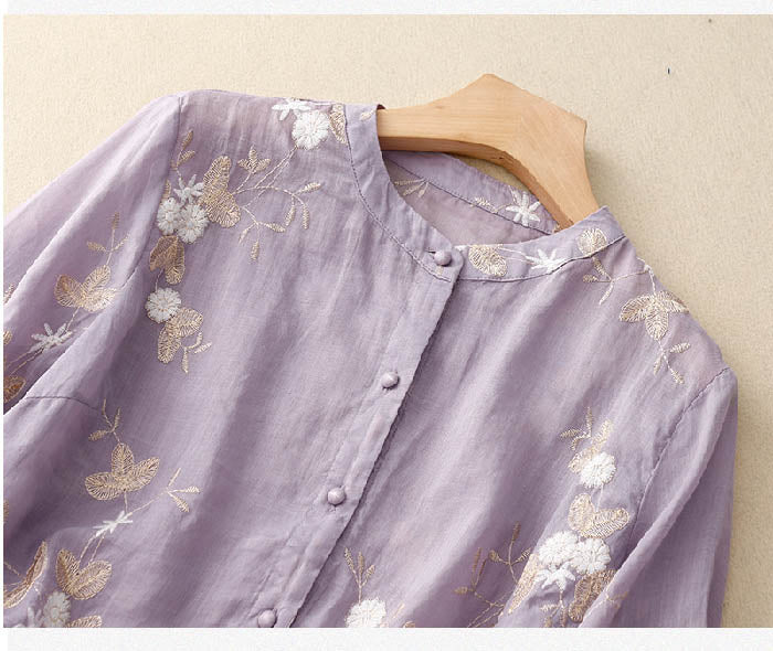 Rosélia | Women's Embroidered Mesh Blouse