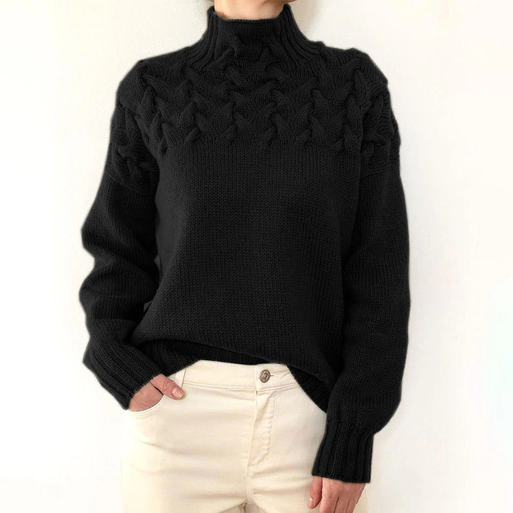 Tova | Women's Cable-Knit Roll-Neck Relaxed Jumper